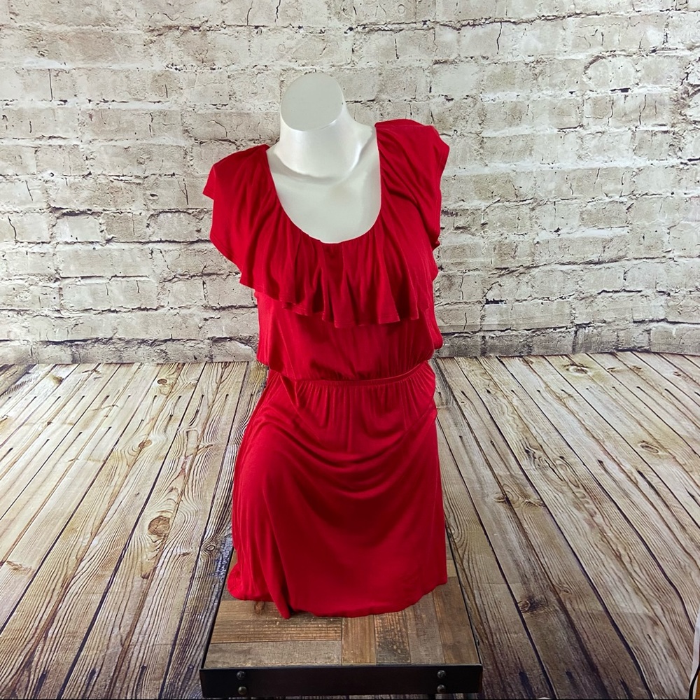Wet seal short sleeve ruffle red dress size medium